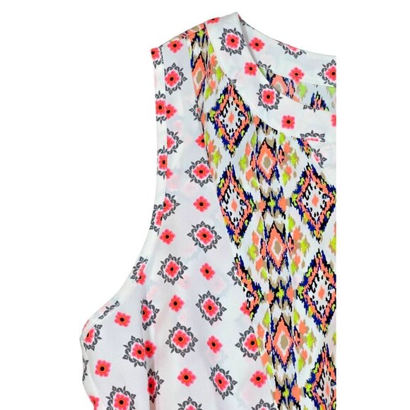 Pink Owl Boho Print Sleeveless Button Up Elastic Waist - Picture 6 of 10